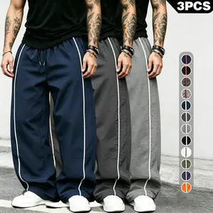 spring, summer, autumn Speed Drying Striped Sports Pants for Men, High Street, Drawstring, Leg Tight, Loose, Casual, Versatile Sports Pants