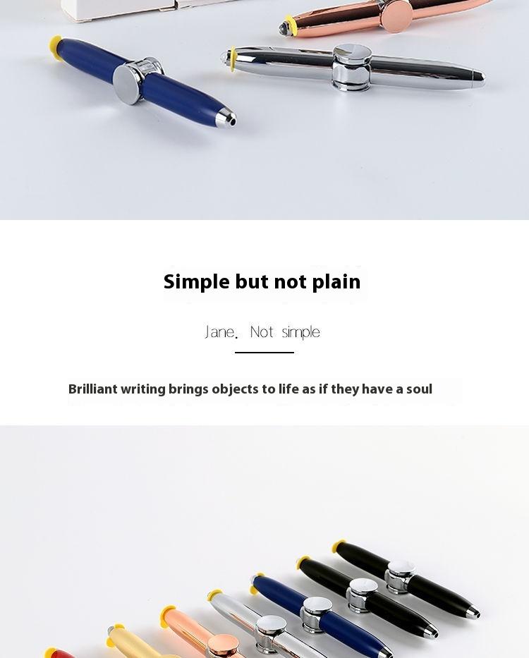 Fidget Spinner Pen Metal Ballpoint, Stress Relief Rotating Pen with LED Light, Creative Gift Pen for Students Office Writing Toys