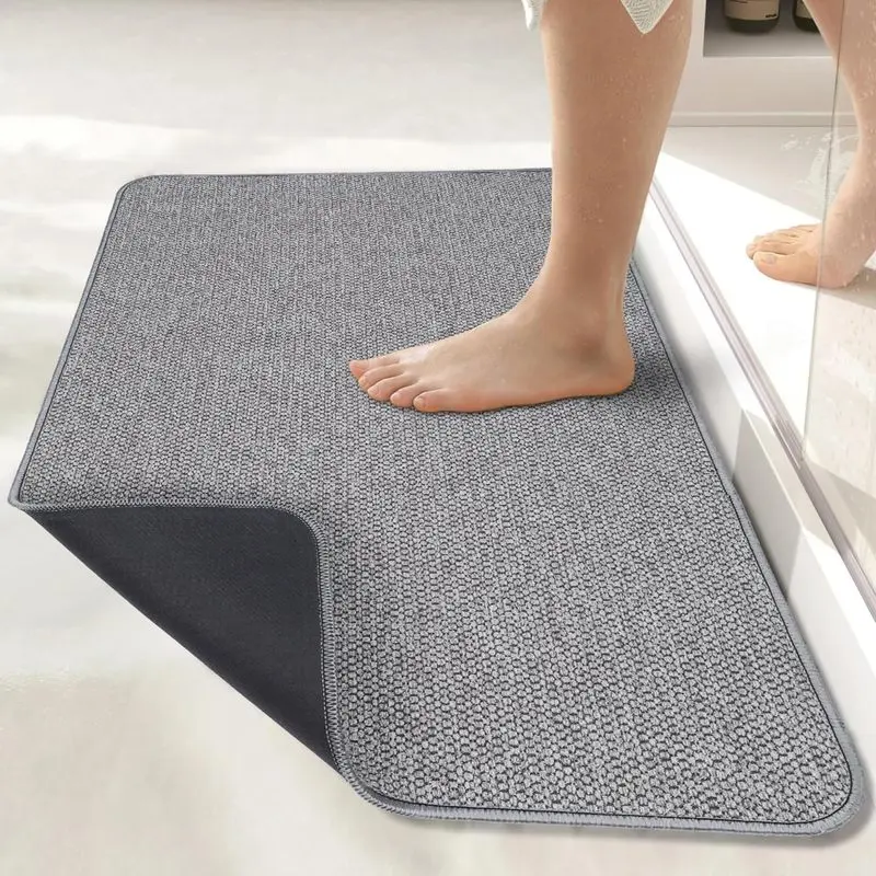 Ultra Thin Bath Mat, Non Slip Quick Dry Bathroom Rug, Absorbent Rubber Backed Floor Mat for Shower Outside, Sink & Home Use