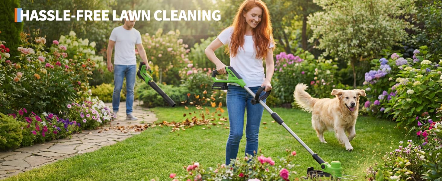 20V Weed Wacker Cordless with 2 x 2.0Ah Batteries & Charger, 12'' Electric Weed Eater String, Grass Trimmer with 8 Replacement Line, Battery Powered String Trimmer for Lawn Yard Patio Garden