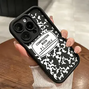 Composition Notebook Pattern Phone Case， Retro Stationery Academic Style for iPhone 17 16 15 14 13 12 11 Plus Pro Max， BacktoSchool Gift