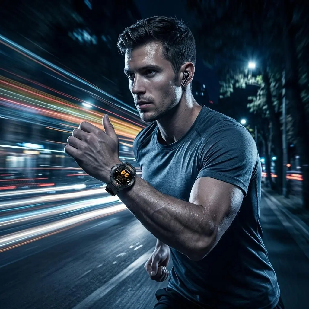 Heavy-Duty 2-in-1 Smart Watch Fitness Tracker with Built-in Wireless Earbuds & Magnetic Charging, Zinc Alloy Bezel, Supports Bluetooth Calls, Audio