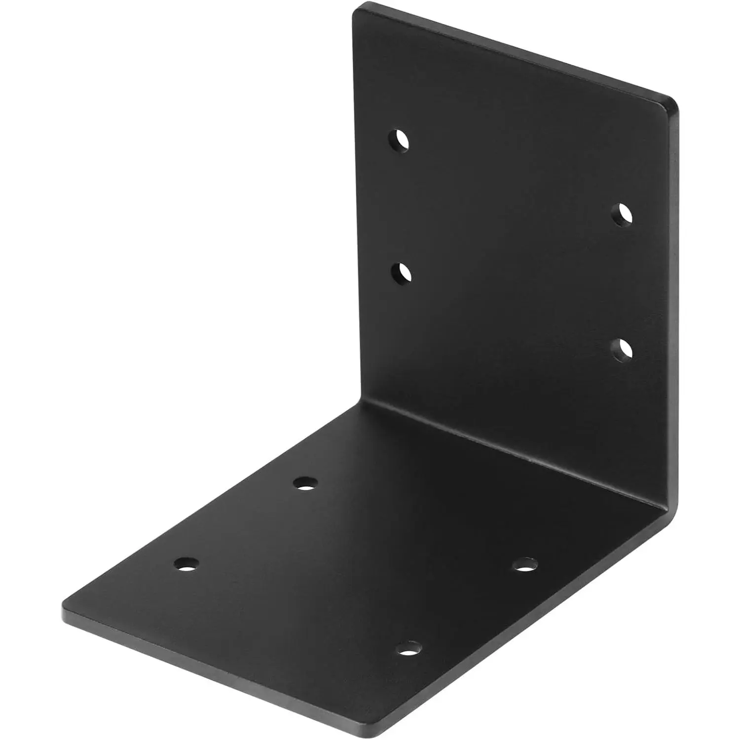 4 count 6" Black Heavy Duty L Angle Bracket, Corner Brace for Timber Frame | 1/8" Thick, Max Load 150 lb