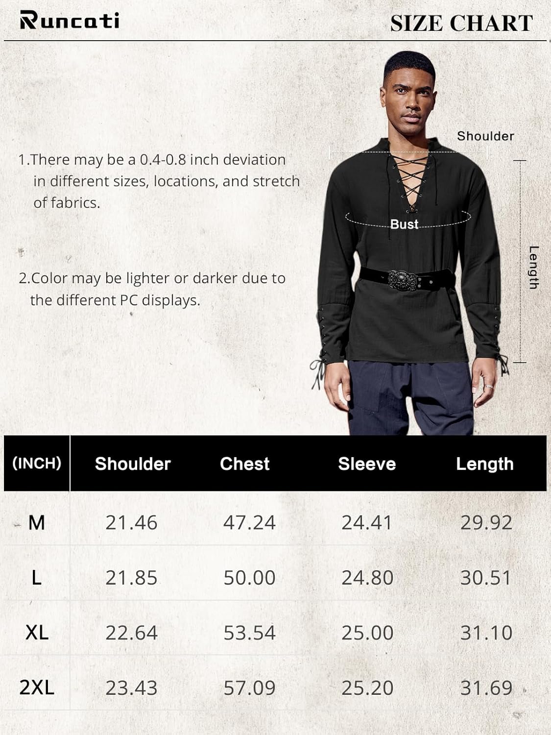 PASLTER Mens Medieval Pirate Shirt Steampunk Renaissance Viking Retro Long Sleeve Lace Up Mercenary Halloween Costume Tops Menswear Clothing