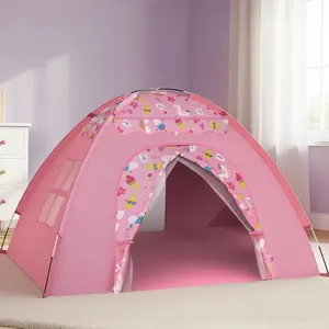 Extra Large Unicorn Play Tent for Girls, Pink 70 x 45 x 43 Inch Foldable Kids Playhouse with Cute Prints and Tunnel-Ready Design for Indoor Play, Birthday Gifts and Imaginative Fun