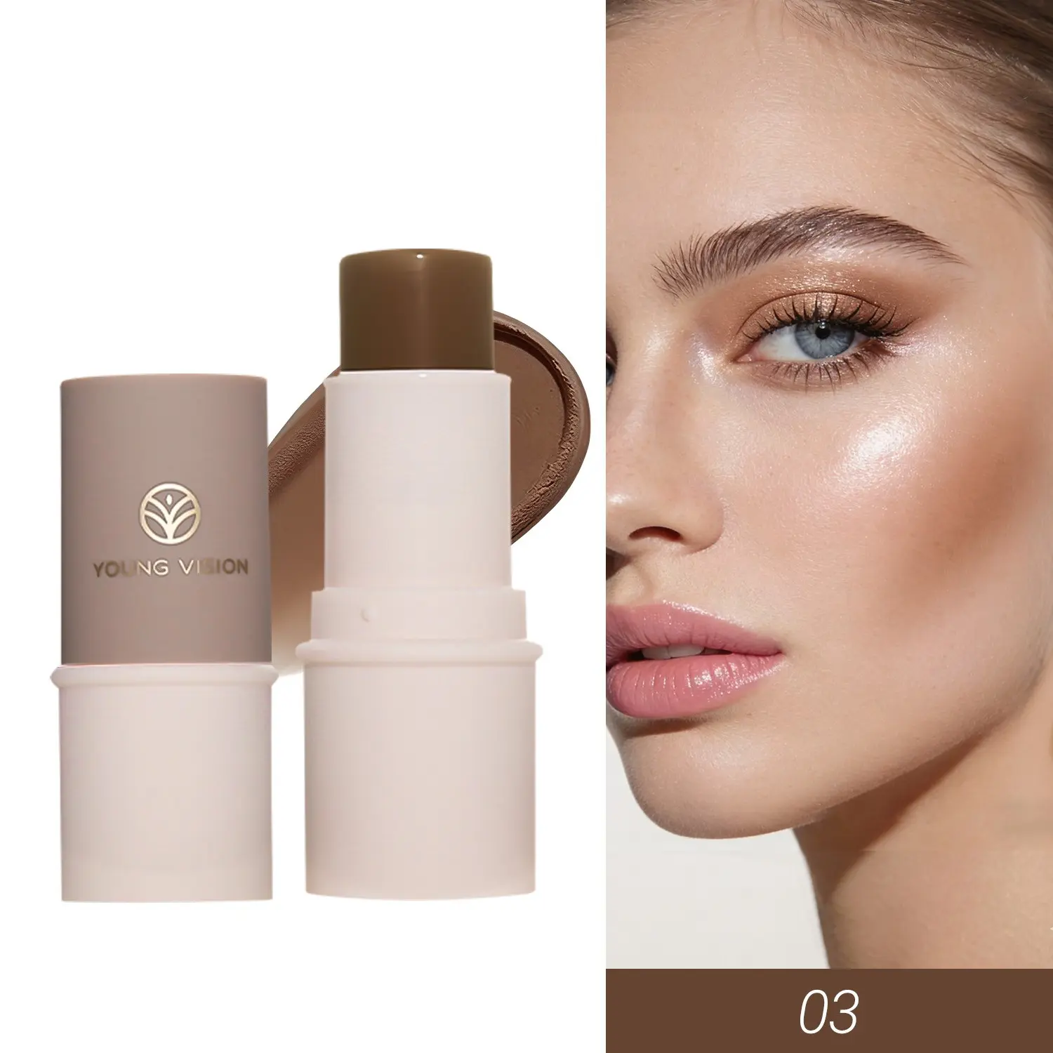 YOUNG VISION  Portable Cream Texture Contour Stick, Smooth Matte Finish, Easy Blending, Quick Precision Contouring, Ideal for Beginners