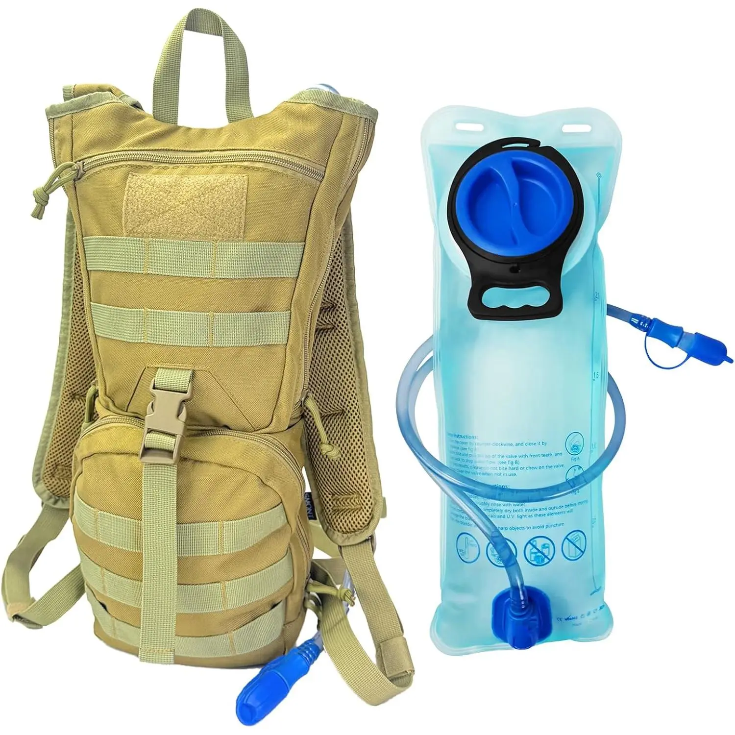 Tactical Molle Water Hydration Running Backpack - Lightweight with 2.5L Water Bladder for Men Hiking
