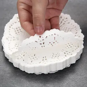 150pcs, Round Mat Paper Doily Lace Brim Cupcake Pad for Fried Food Dessert Cookies, Party Wedding Table Decor, Biscuit Cake Pad, Kitchen Utensils, Kitchen Supplies, Kitchen Accessories, Kitchen Stuffs