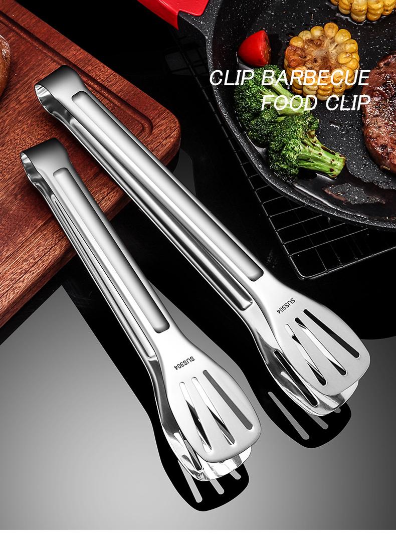 Stainless Steel Food Tongs Heavy Duty BBQ Clips for Steak Grilling Bread Barbecue Cooking Kitchen Utensils