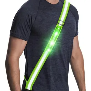 Reflective Walking Gear, Rechargeable Led Reflective Sash, Adjtable Night Walking Safety Gear, High Visibility Safety Lights for Walking at Night for Men Women Jogging Running Biking
