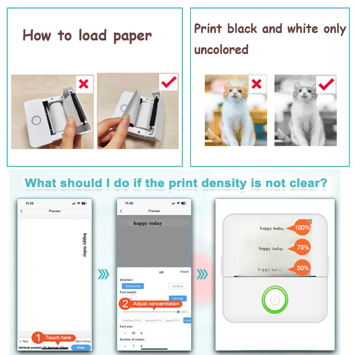 Portable Mini Printer, 1 Set USB-Powered Wireless Label Printer with Paper, Small Pocket Sticker Printer for Notes & Children's DIY Crafts, Compatible with iOS & Android