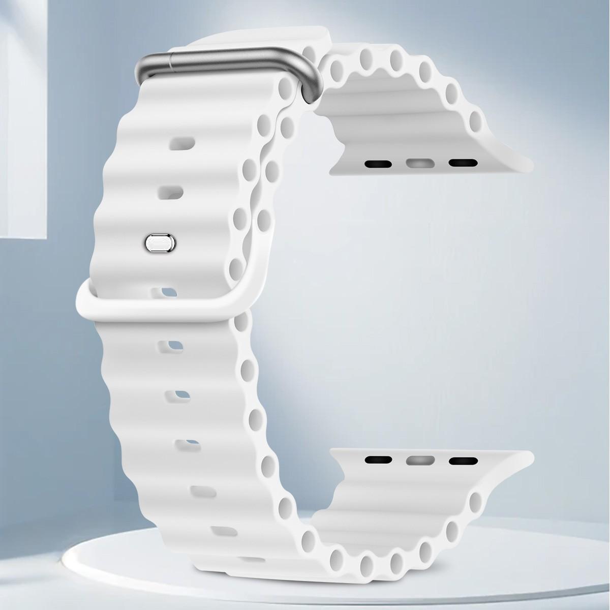 Ocean Band Compatible with Apple Watch Ultra Bands 49mm 46mm 45mm 44mm 42mm Adjustable Silicone Sport Strap for Iwatch Series 1-11 Se Smartwatch Strap Smart Watch Straps