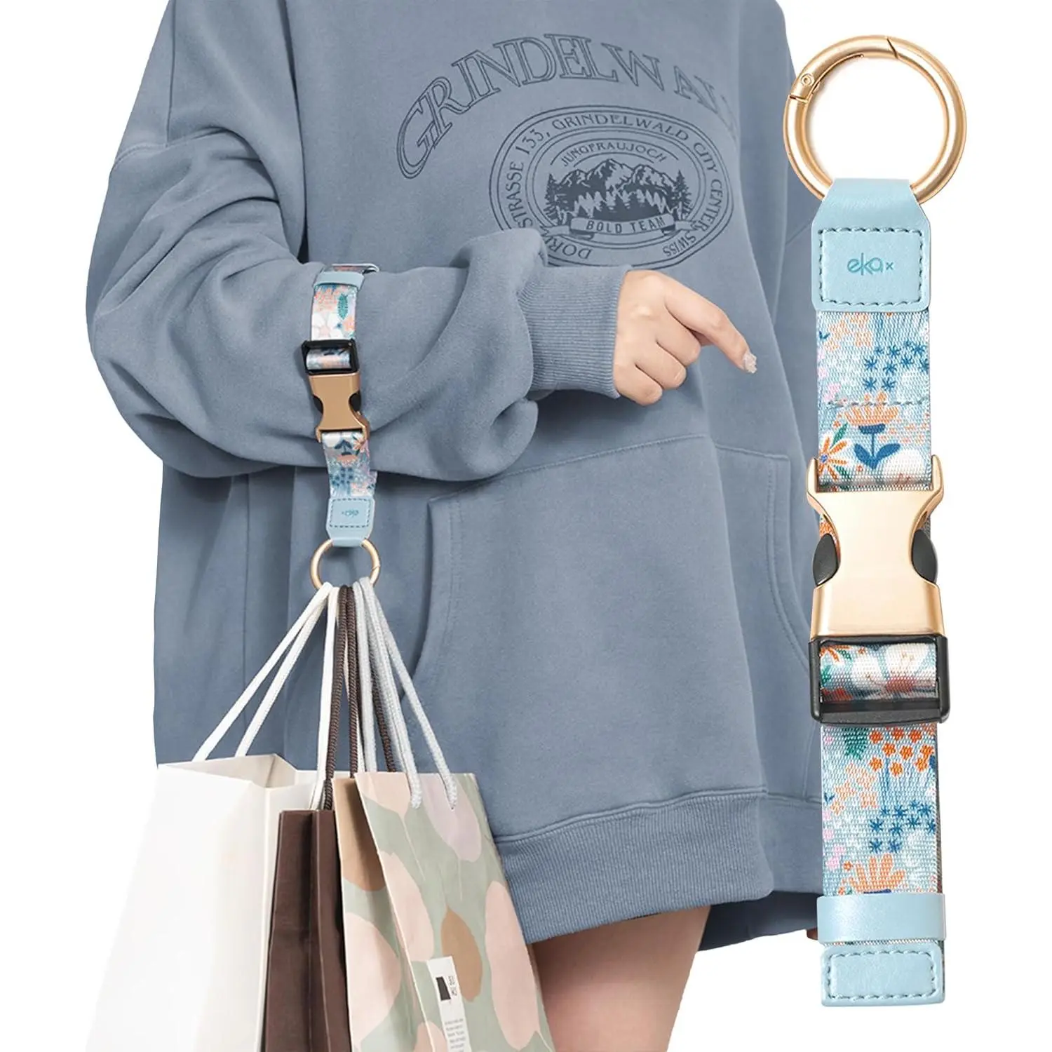 Add-a-Bag Luggage Strap, Adjustable Travel Carry Strap with Ring Hooks & Buckle, Heavy-Duty Bag Holder & Jacket Gripper, Luggage Straps/Luggage Belt, Travel Clip  Carry-On Suitcase & Backpack