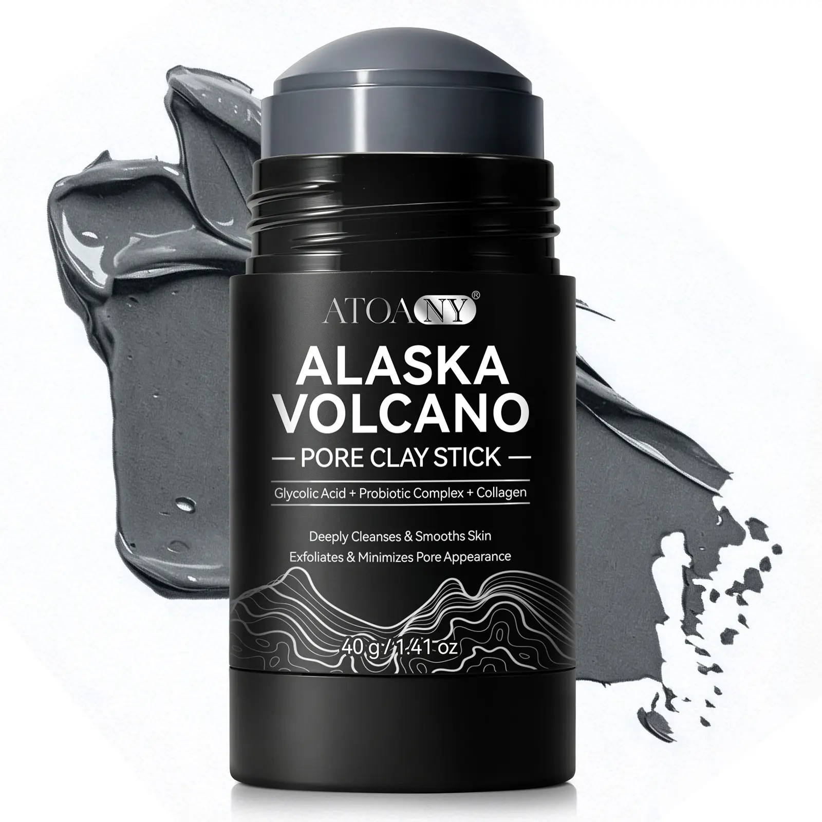 Atoany Deep Cleansing Blackhead Mask Stick, 40g Volcanic Clay & Kaolin Facial Mud Mask, Gentle Non-Irritating, Suitable for All Skin Types, Portable Travel Size
