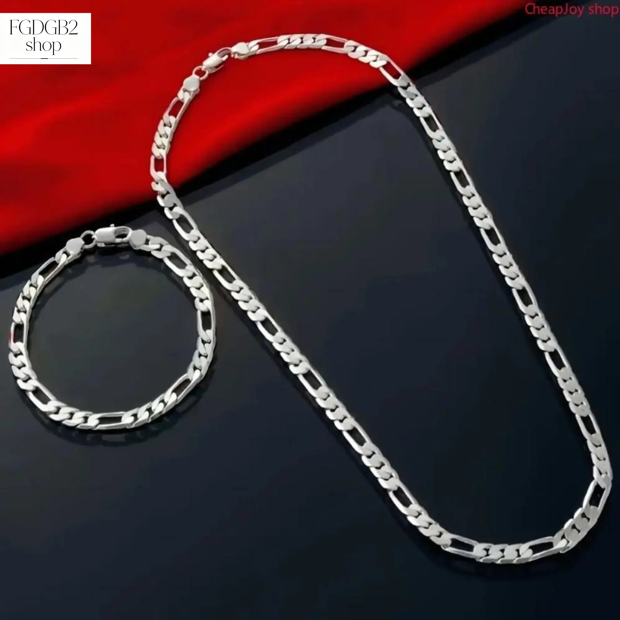 Men's 2-Piece Silver Chain Necklace Set, 925 Sterling Silver 4mm Figaro & Cuban Link Layered Chains, Hypoallergenic Tarnish-Resistant Jewelry for Daily Wear, Parties & Special Occasions