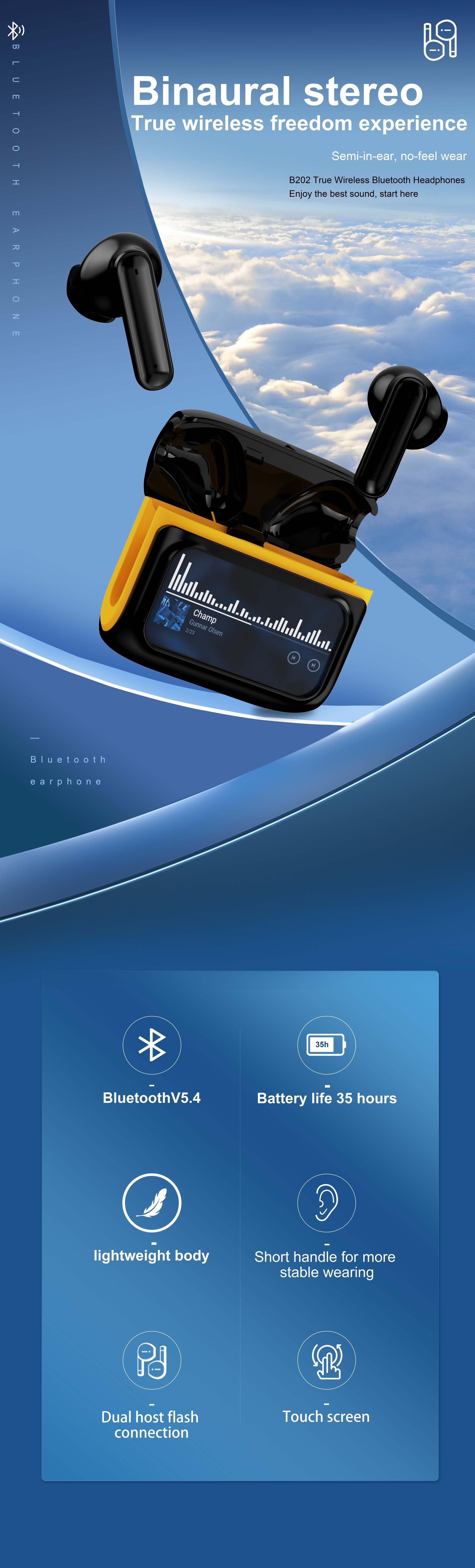 New XH11 Bluetooth Earphones In-Ear with Touch Screen TWS Music Headphones Dual Ear ENC Deep Noise Reduction