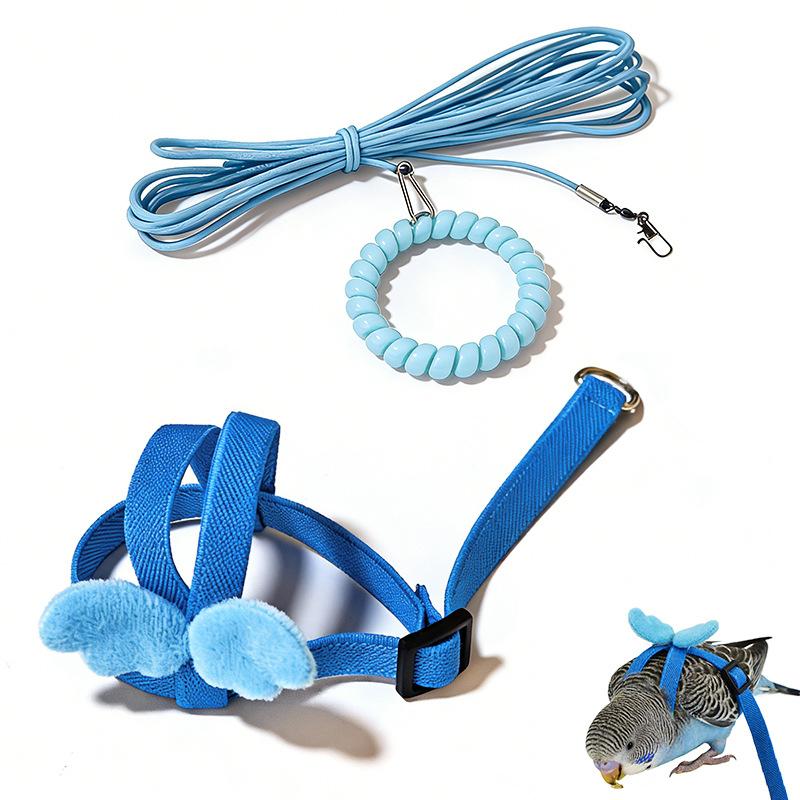 Parrot Flight Training Leash, Back Strap Wing Harness with Elastic Bungee Rope, Outdoor Walking Lead for Small Parrots, Escape-Proof Bird Leash for Budgie Cockatiel Lovebird Squirrel-proof Metal Feeding Station Cage Stand