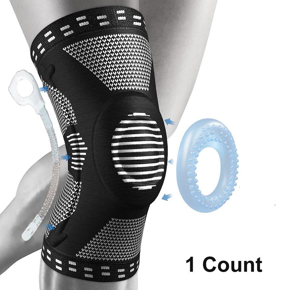 Professional Knee Brace for Pain Relief, 1 Count Knee Cover with Patella Pad & Side Stabilizers, Compression Knee Sleeve for Meniscus Tear, Runner, Workout, Sports Knee Brace, Patellar Knee Brace
