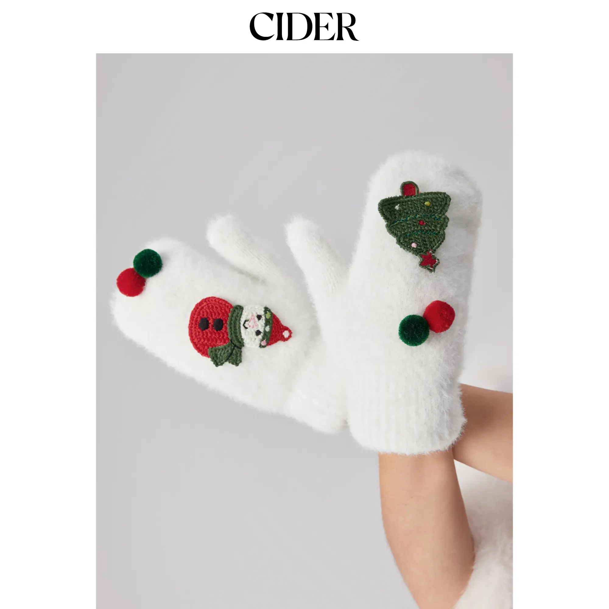 Cider CHRISTMAS TREE & SNOWMAN DOUBLE FLEECE LINED GLOVES