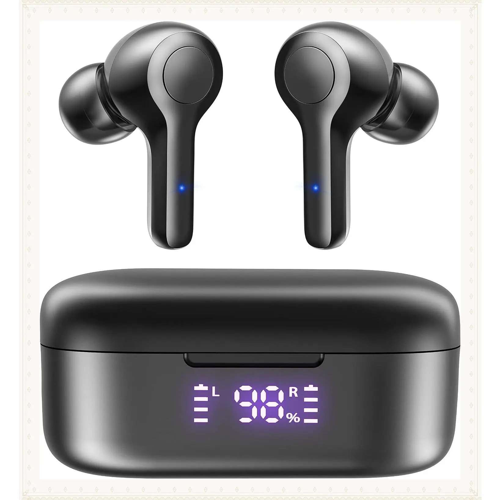 Bluetooth 5.3 Wireless Earbuds with Deep Bass, Clear Calls & Noise Cancelling, 4 Microphones, In-Ear Headphones with Wireless Charging Case, Compatible with iPhone Android for WorkoutGift