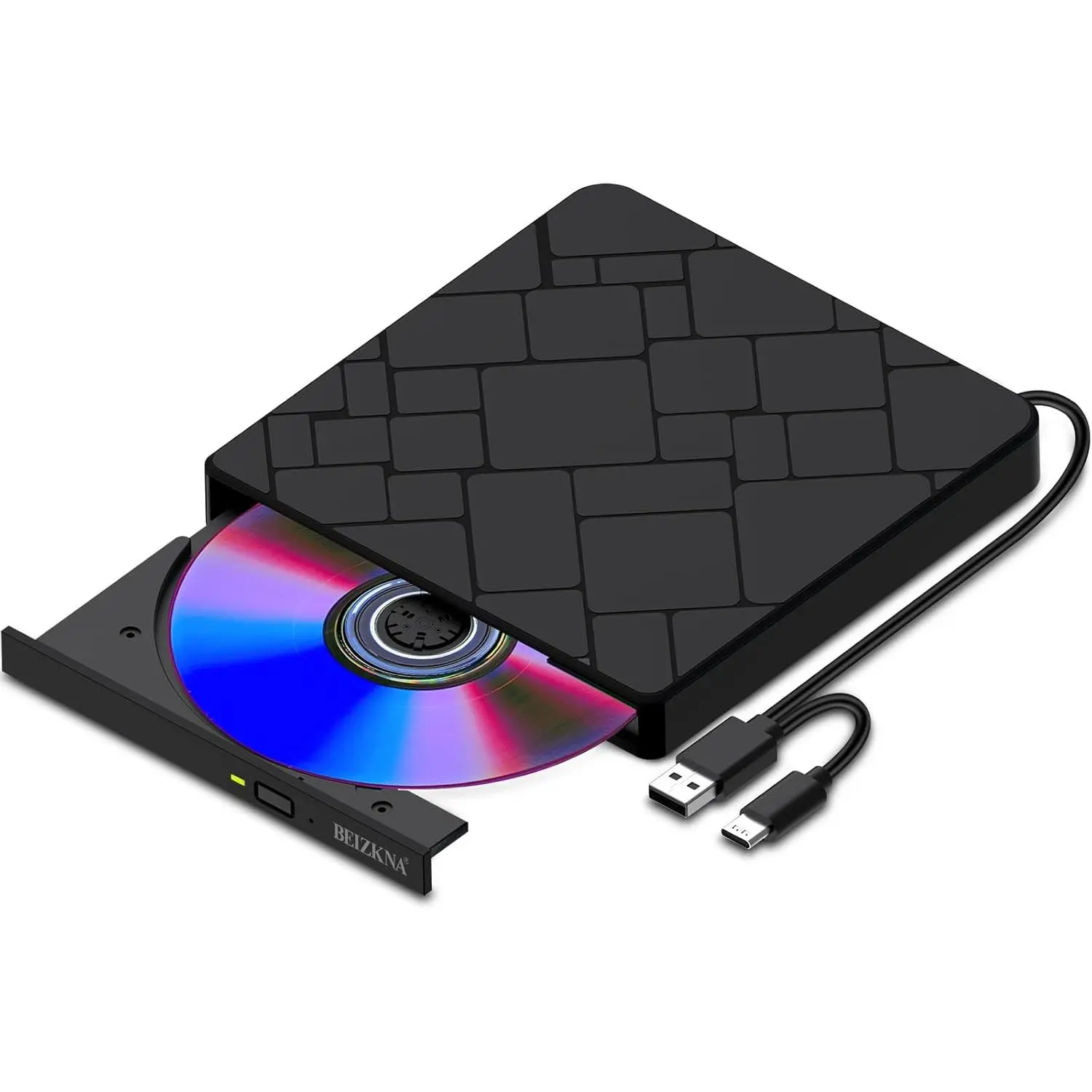 External CD DVD Drive for Laptop USB 3.0 & Type-C Portable CD DVD Player for CD ROM +/-RW Burner Reader Writer Optical Disc Drive for Laptop Desktop PC Windows 11/10 Linux Mac OS Apple MacBook Pro