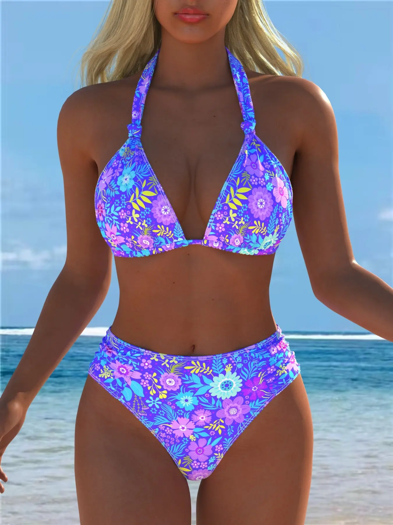 New 2026 Women's Sexy Floral Swimsuit, Push-Up Bikini Set with Front Tie Decoration, Elegant Design for Beach, Pool, Parties, Summer Swimsuit Set