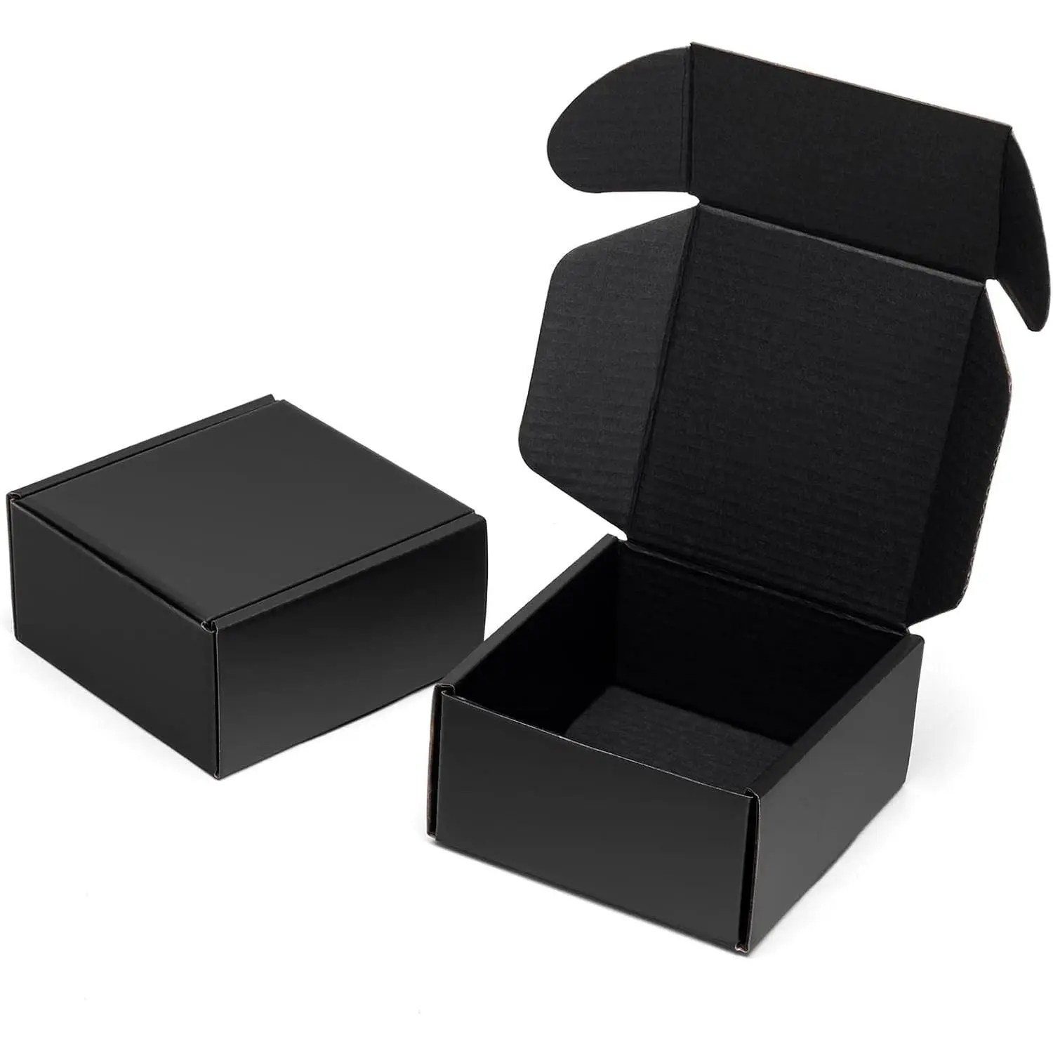 Small Shipping Boxes 4x4x2 Inch 25 Pack Black Corrugated Cardboard | Mailing Box for Small Business, Tab Locking Literature Mailer for Packing  Ornament  Craft Packaging Supplier