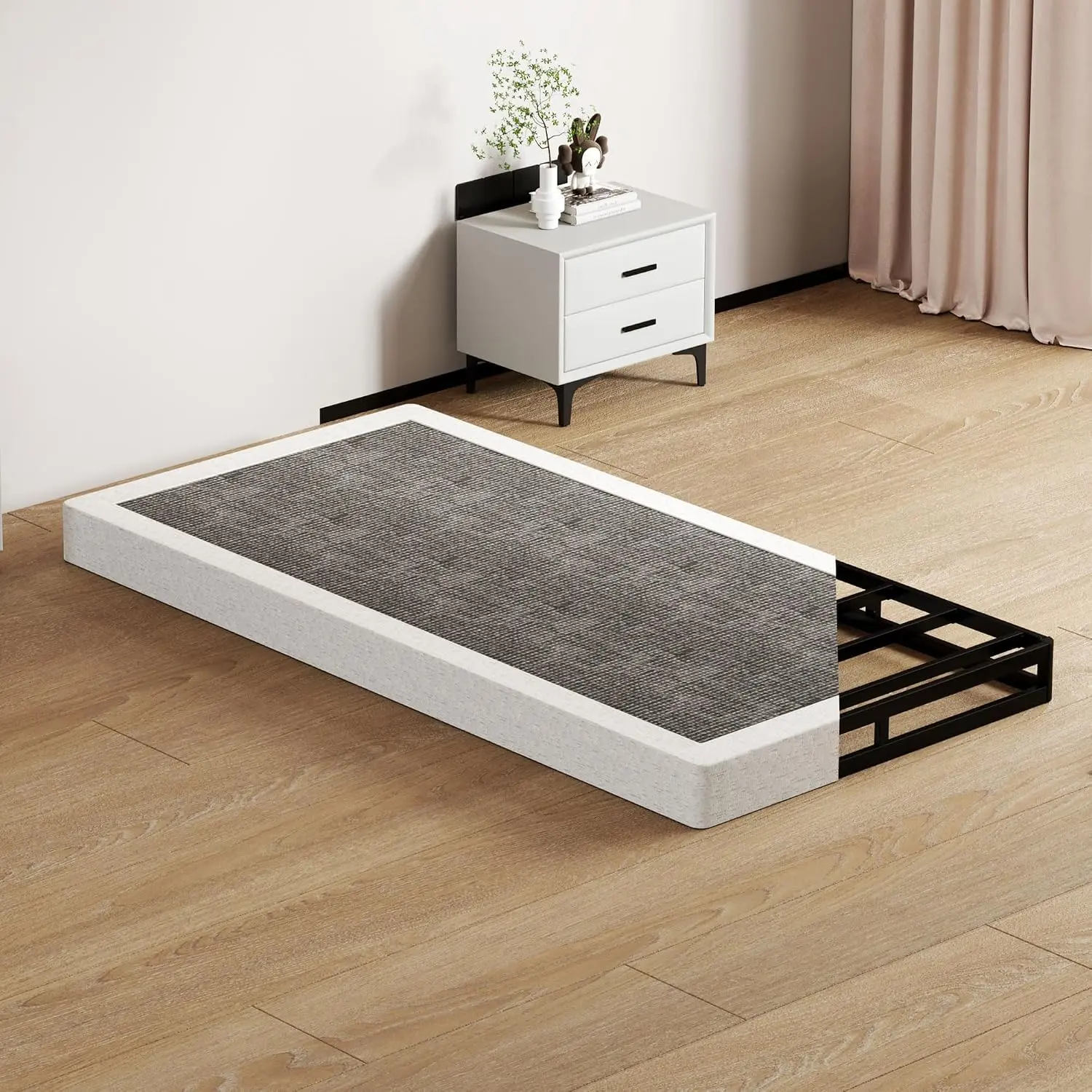 Size Box Springs - 5 Inch Low Profile Mattress Foundation No Noise Heavy Duty Metal Basics Bed Base with Clean Fabric Cover, Easy Assembly