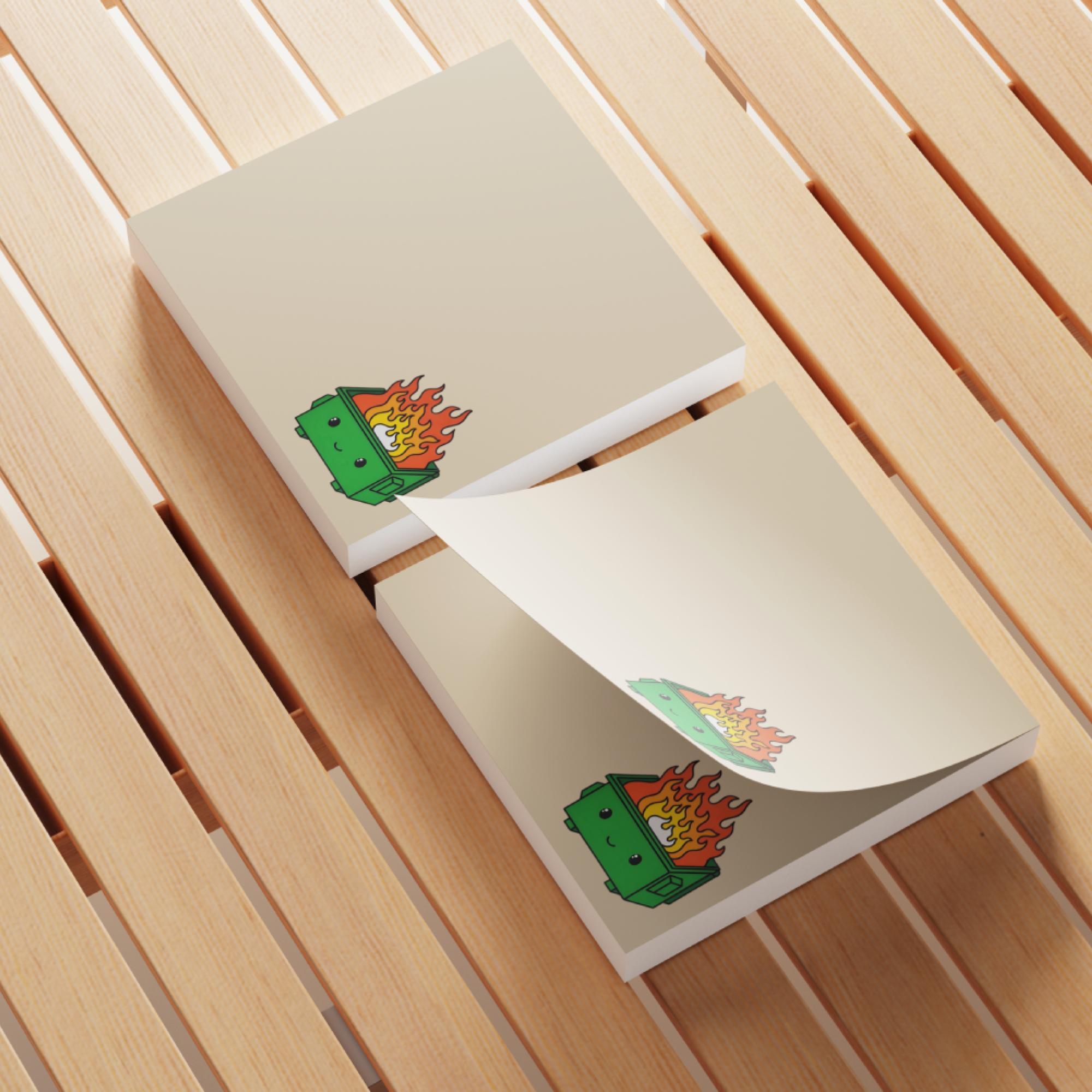 Dumpster Fire Sticky Note, 4 Counts/set Cartoon Sticky Note, Adhesive Note Pad for School Office Home Supplies Students Teachers Gift