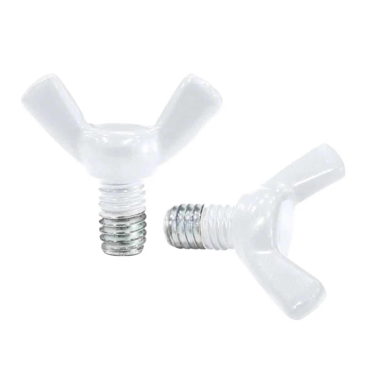 White Screws Set for Wedding Arch Stand Butterfly Screw  and Nut Kit Tighten Alloy Steel Metric Set Screws for Bathroom Fixtures Door Handles M6 2 count