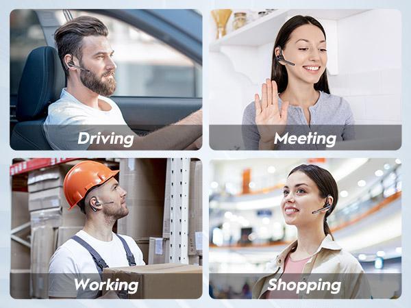 New bee Bluetooth Trucker Headset, Wireless Bluetooth Earpiece for Cellphone with 500mah Charging Case 80h Playtime V5.2 Dual Mic Noise Cancelling Hands-Free Earphones for Office Driver Audio Headphones Earbud Electronic Chargeable