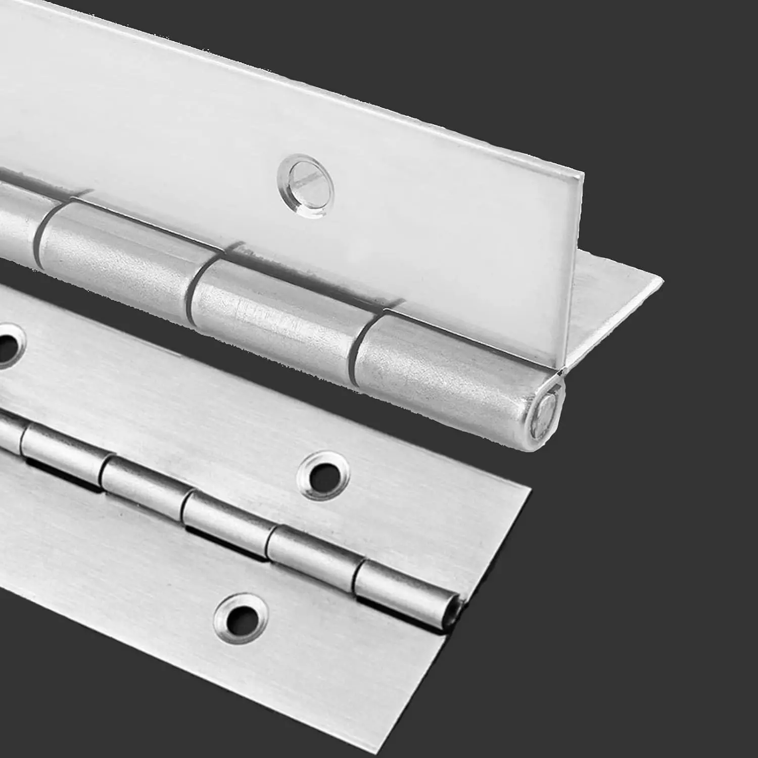 2PCS 18" Stainless Steel Piano Hinge, 0.06" Thick Heavy Duty Piano Hinge, 2Inch Open Width Cabinet Door Hinge, Silver Continuous & Piano Hinge with Holes for Wood Furniture Mailbox Tool Storage Boxes