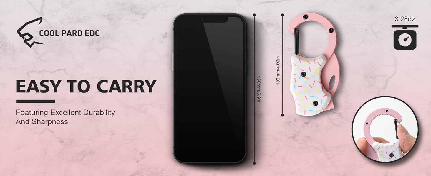 Pink Pocket Knife for Women Men,Cute Keychain Box Cutter，Mini EDC Knives for Everyday Carry,Folding Utility Knife with Creative Ice Cream Design,Ideal Gifts for Women（Ice Cream）