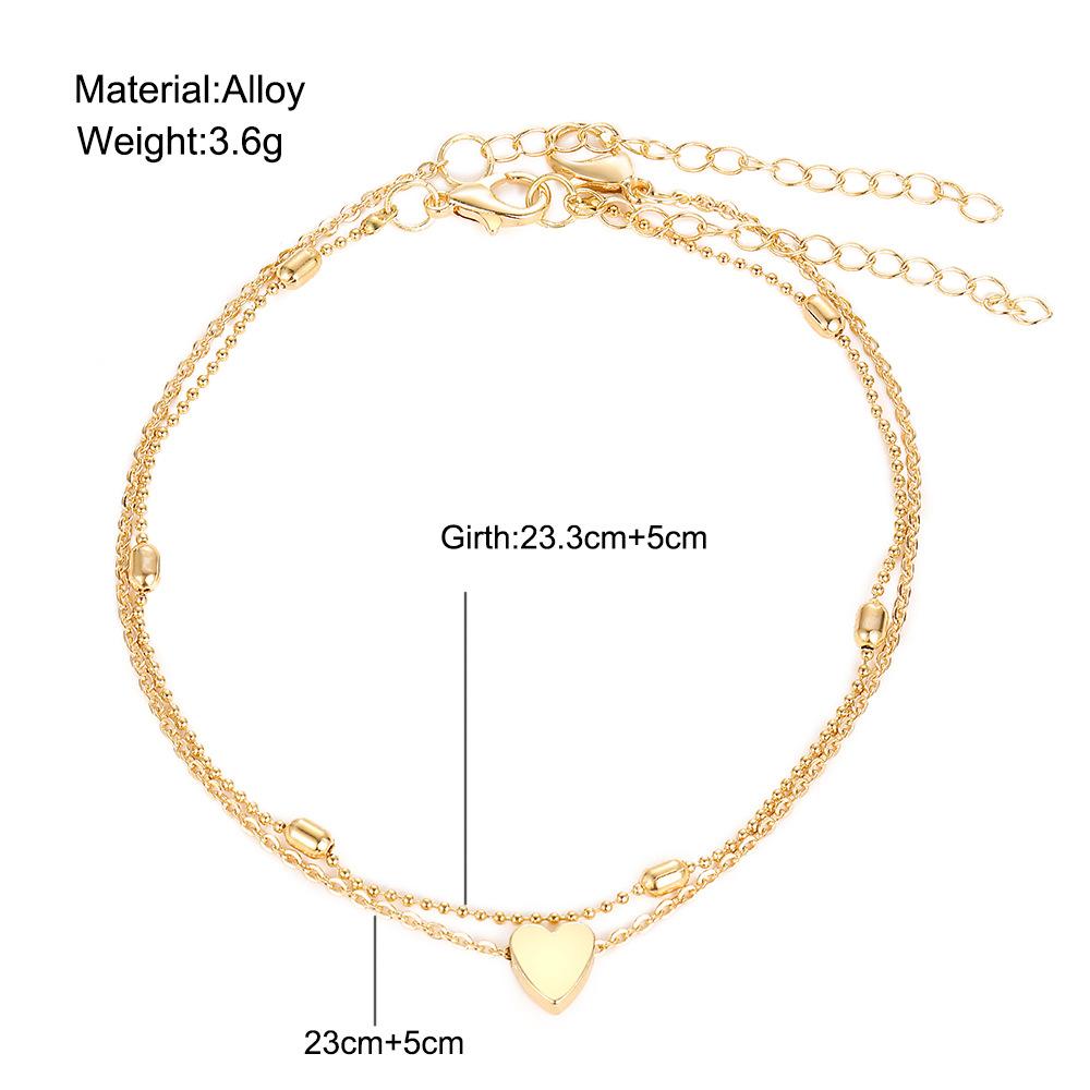 New creative double-layer heart anklet - hollow heart beach anklet for women