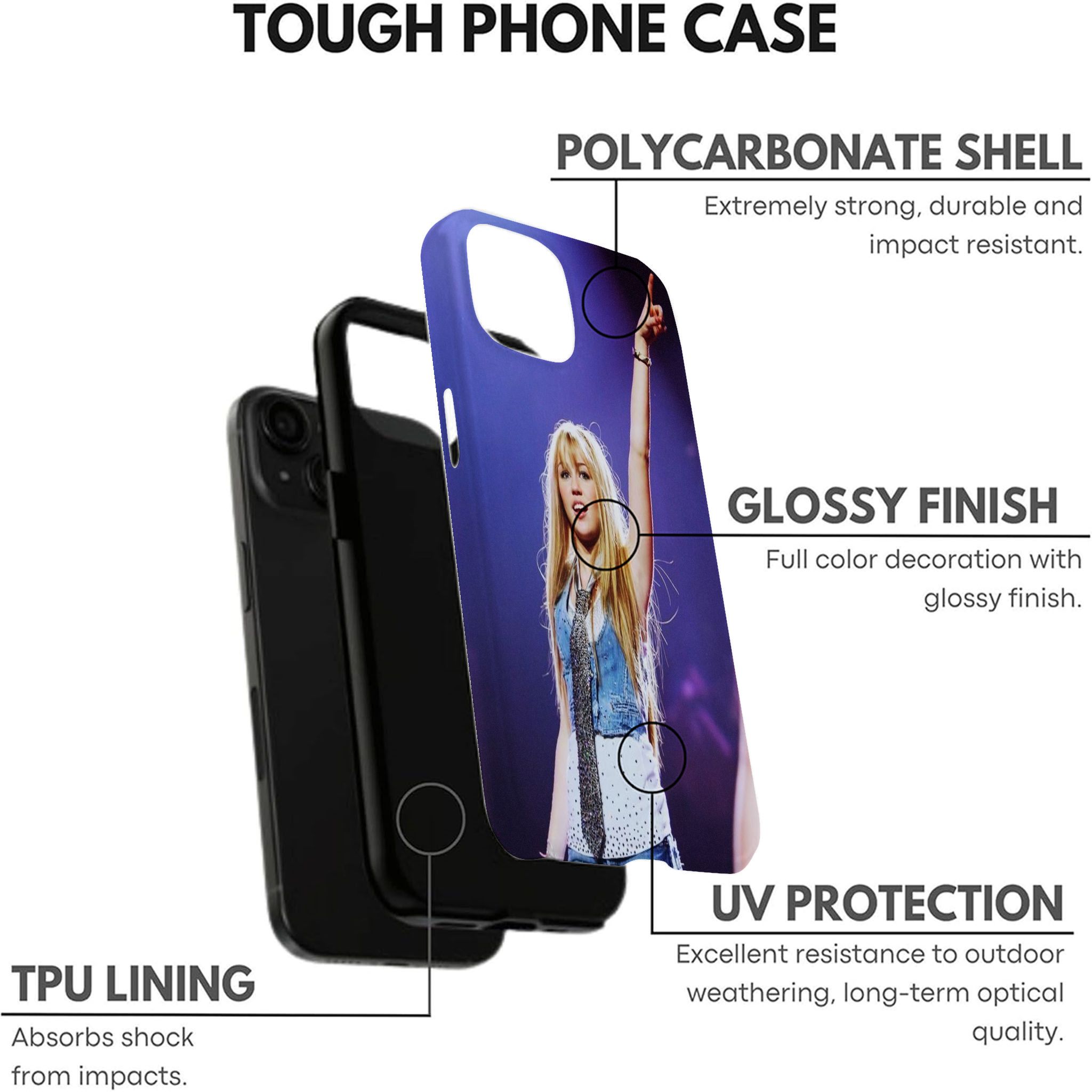 Hannah Montana Double-layer durable phone Cases For iPhone 17 16 15 14 13 12 Promax Pro Plus, hard shell protection ,Unique design,best Gift