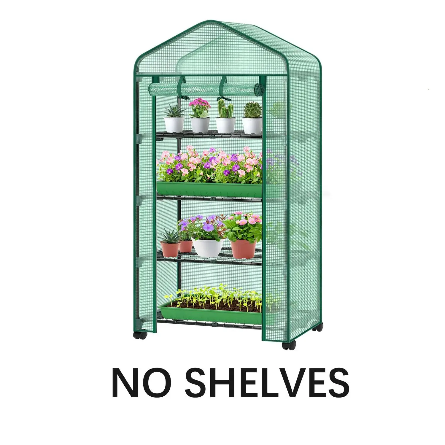 4-Tier Mini Greenhouse Thickened PE Cover, Suitable for Outdoor/Indoor, No Shelves, Portable Miniature Greenhouse with PE Cover for, Balcony, - Ideal Gardening Gift for, Space for Plants,Frame NOT Include