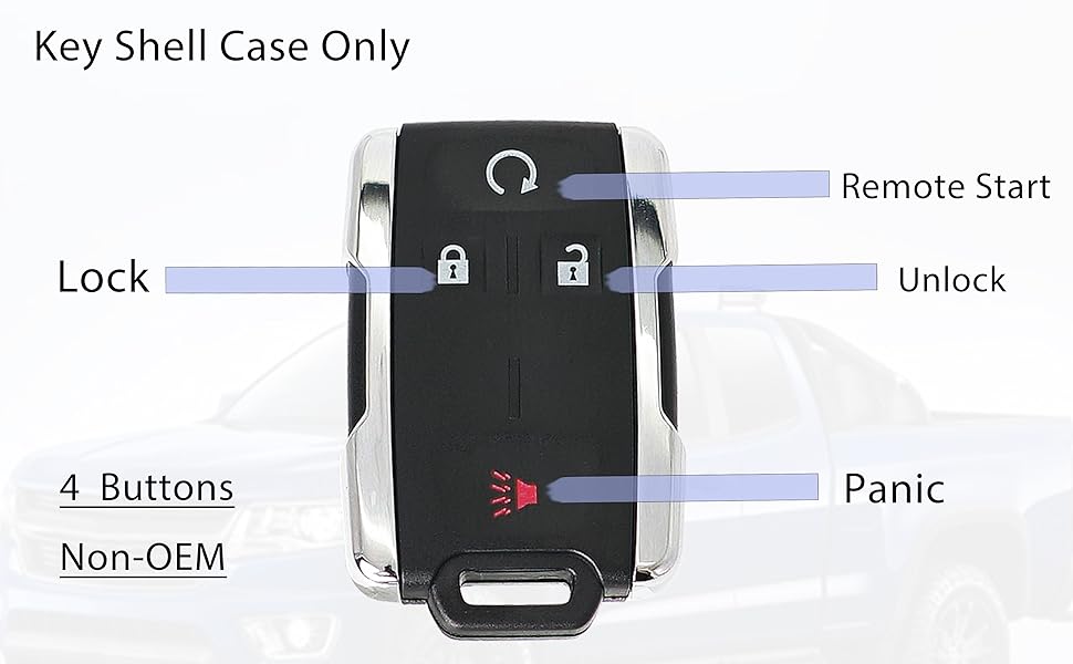Key Fob Shell Case Replacement for Chevy Colorado Silverado GMC Canyon Sierra 2014 2015 2016 2017 2018 2019 2020 2021 2022 2023 Keyless Entry Remote Control 4Buttons Cover M3N-32337100