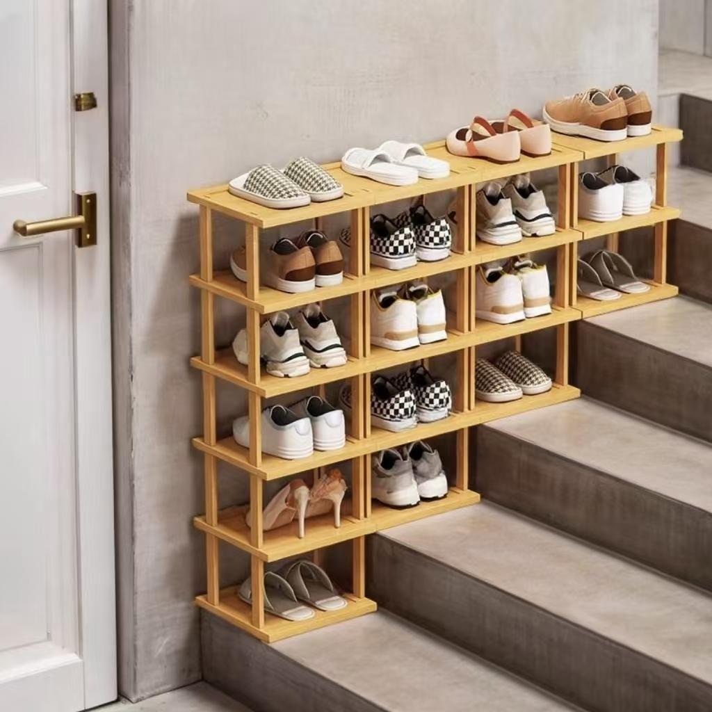 Bamboo Shoe Rack, Vertical Shoe Racks, 1 Count Multi-layer Vertical Narrow Stackable Shoe Storage Rack, Space Saving Shoe Organizer for Hallway, Entrance & Dormitory
