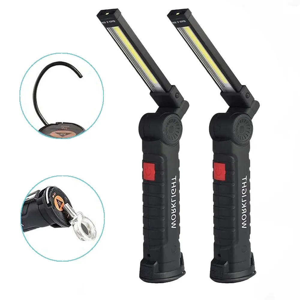 2/4Pack Rechargeable Camping LED Flashlight Torch Lamp, Magnetic Hook & Foldable Design, 5 Lighting Modes Ideal for Night Work, Portable LED Flashlight, Led Rechargeable Flashlights, Portable Working Lights