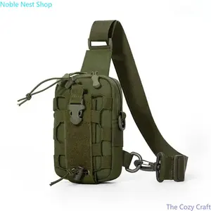 Unisex Tactical EDC Chest Crossbody Bag, Anti-Theft MOLLE Fanny Pack with Water Bottle Holder, Multi Quick-Access Pouch for Outdoor All-Day Gear & Phone Storage