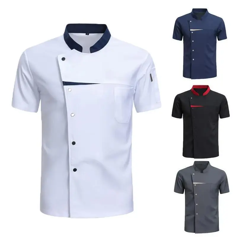 Women's Short Sleeve Chef Jacket - Menswear Workwear Clothes for Hotel, Restaurant Kitchen Staff; Short Sleeve Shirt-1 Uniforms for Baking, Bartending