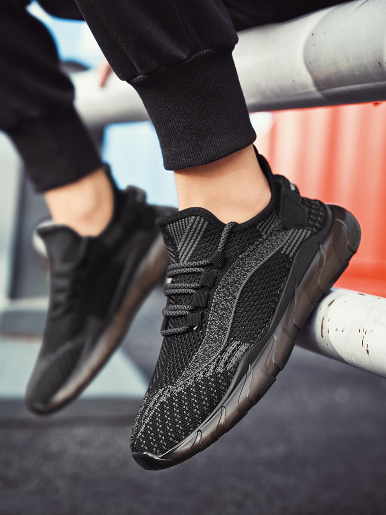 Men's Breathable Mesh Athletic Workout Sneakers, Lightweight Shock-Absorbing Running Shoes for Daily Wear