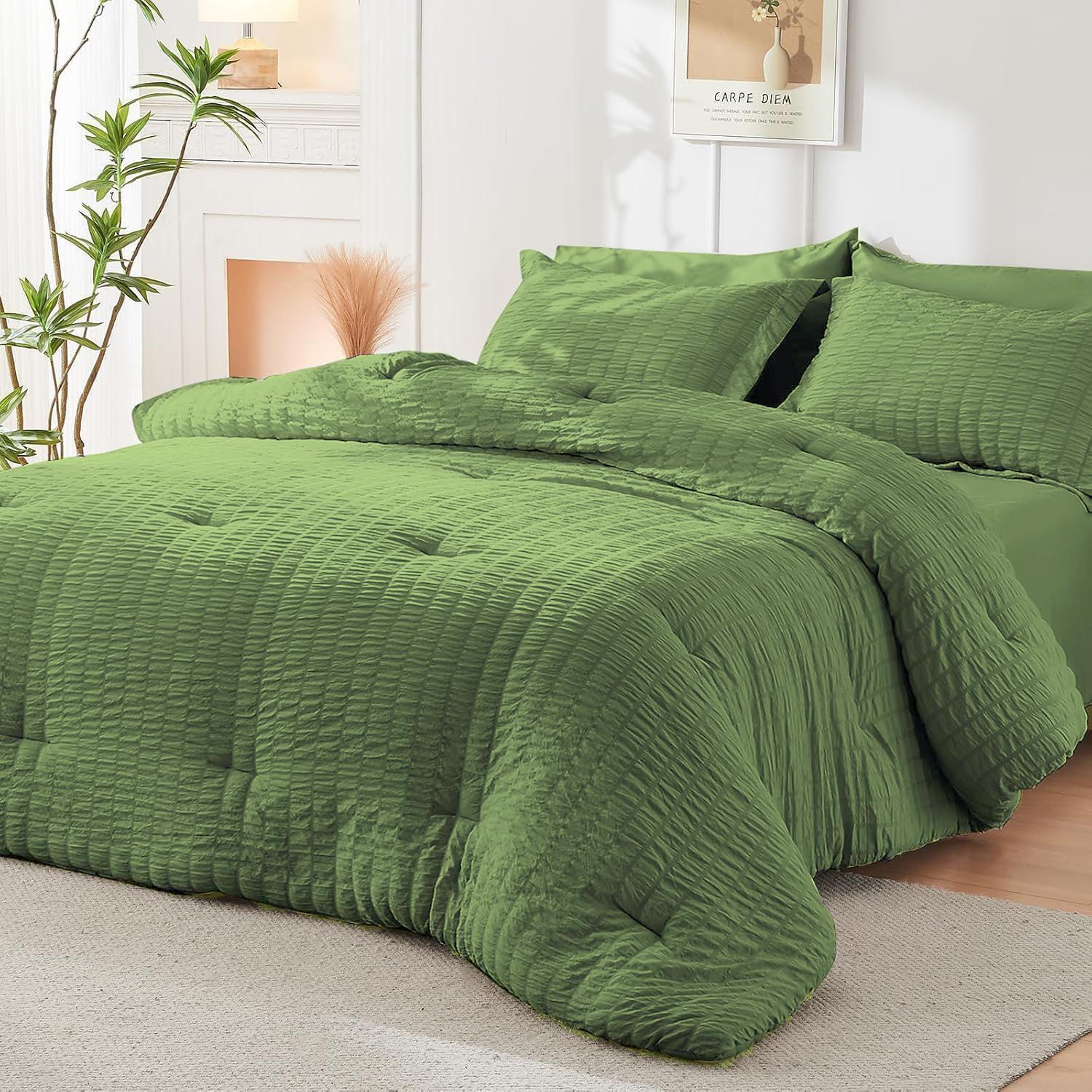 Seersucker Queen Comforter Set 2/3PCS Unique Texture, Lightweight & Skin-Friendly All-Around