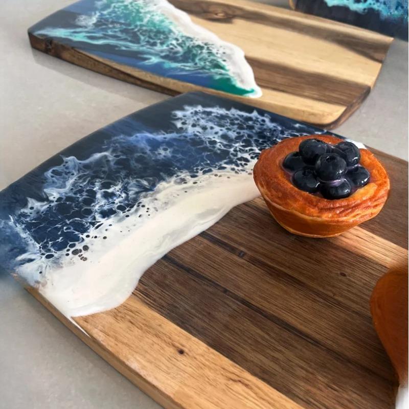 Wooden Wave Design Chopping Board, 1 Count Non-slip Durable Cutting Board, Kitchen Cutting Board for Fruit & Vegetable & Meat, Cooking Cutting Board