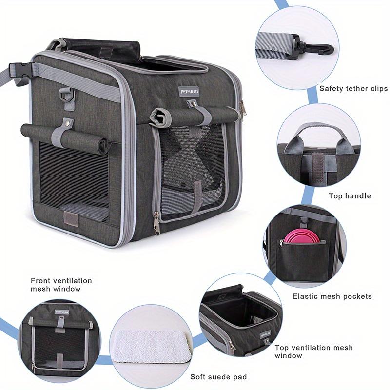 15 Lbs Expandable Soft-Sided Pet Carrier Backpack - 4 Open Doors, Collapsible, Quick Release Dog Bike Seat, 4 Mesh Windows, Ventilated, Reflective, Durable, Easy to Install, Portable Dog Bike Basket for Small Dogs, Cats, Puppies