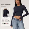 【Black Friday】Women’s Solid-Color Crew Neck Compression Sports Tee, Quick-Drying Long-Sleeve Crop Top, Activewear for Indoor and Outdoor Sports and Daily Wear, Valentine’s Day Gift for Her #GLOBAL PICKS