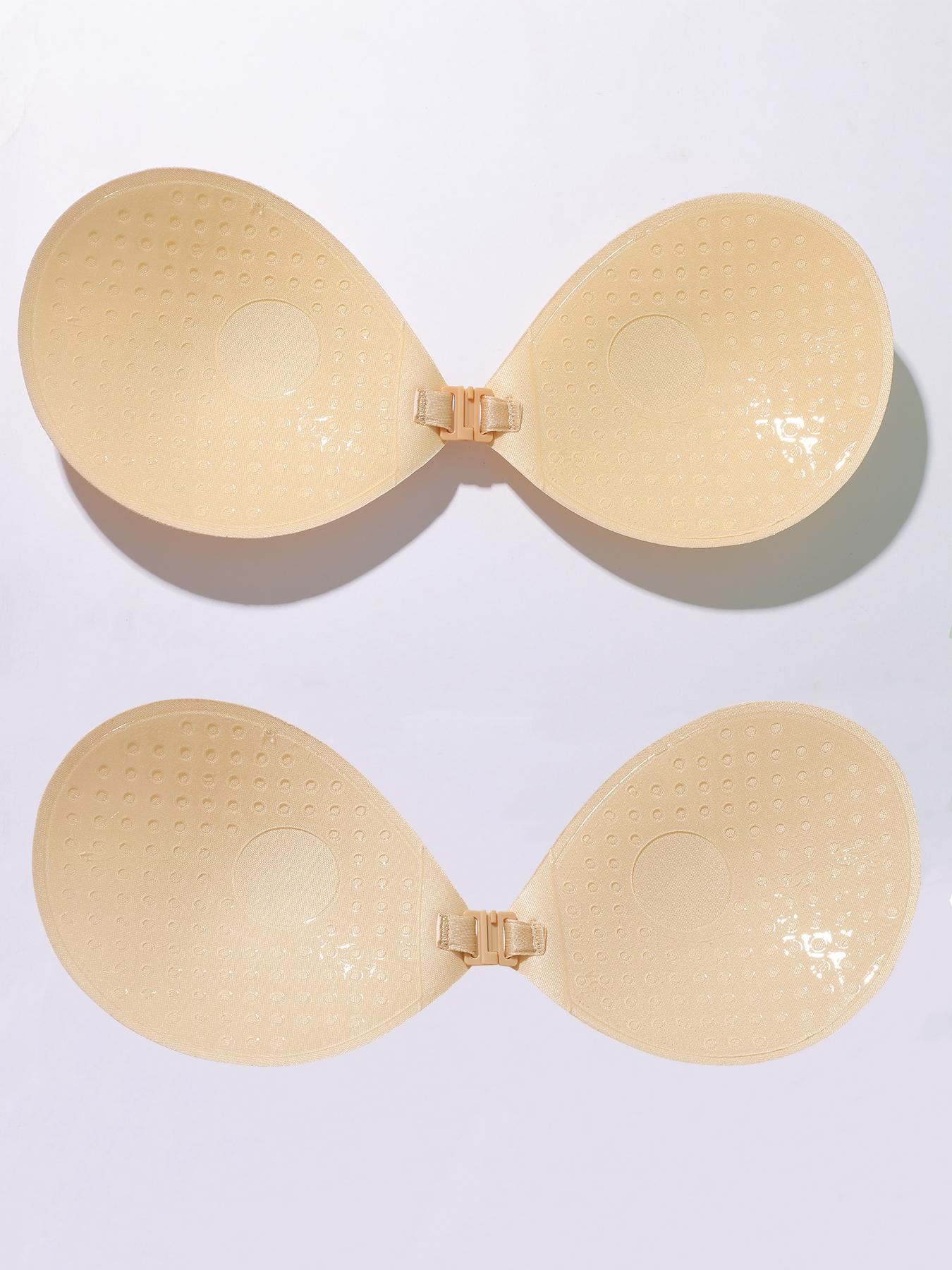 Women's Solid Buckle Front Silicone Bra, Casual Basic Invisible Strapless Bra, Women's Lingerie Accessories for Daily Wear, Underwear