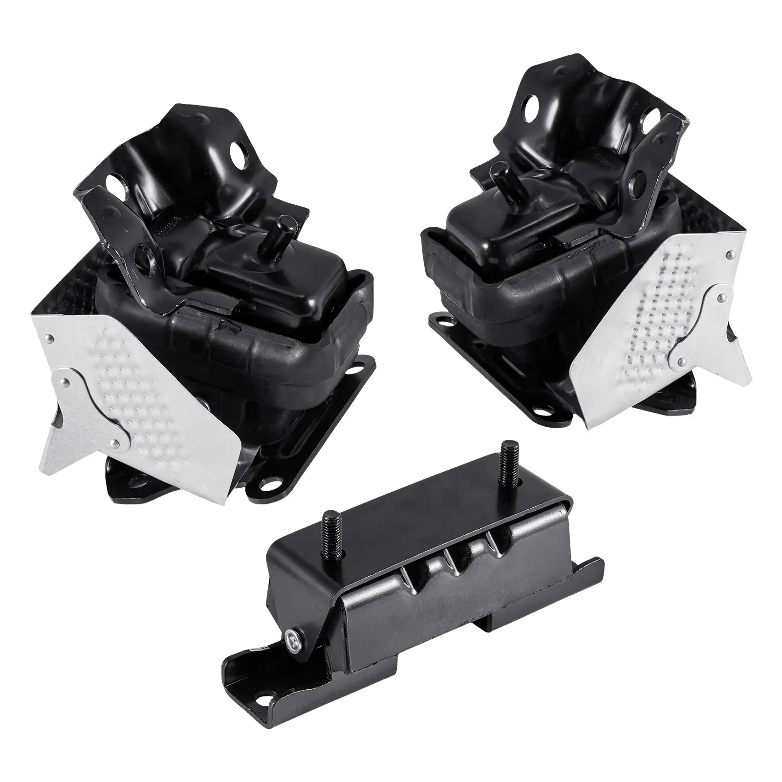 3-Piece Iron/Aluminum Engine & Transmission Mounting Kit with Vibration Control, OE Replacement Complete Set for Chevrolet Silverado 1500 V8 5.3L (2007-2013), Complete Kit