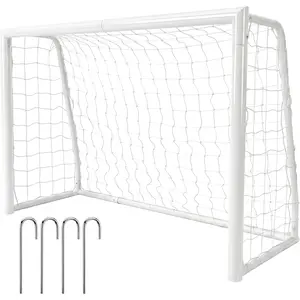 6x4 ft Steel Competition Soccer Goal – Portable Backyard Goal with Net & Ground Stakes, Outdoor Practice Goal for Adults & Youth