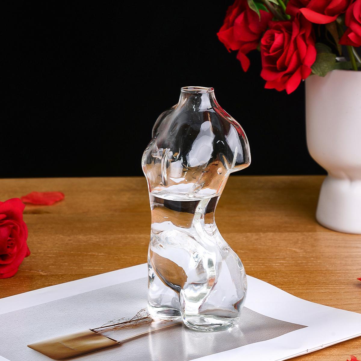 Creative Clear Model Shaped Glass Vase, 1 Piece Modern Simple Transparent Glass Vase, Spring Flower Arrangement Vase, Decorative Flower Vase for Home Office Dormitory, Home Decor, Modern Plant Vase, Home Decoration
